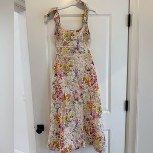 Zimmermann Floral Midi Dress in Pink and Yellow